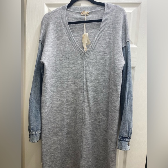 Grey sweater and denim size M oversized sweater dress - Picture 1 of 3
